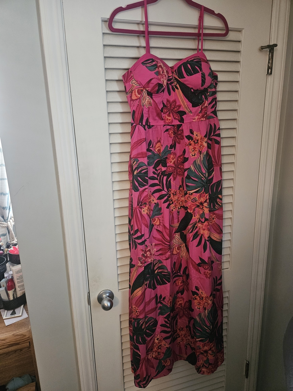 Pink Tropical Floral Maxi Dress